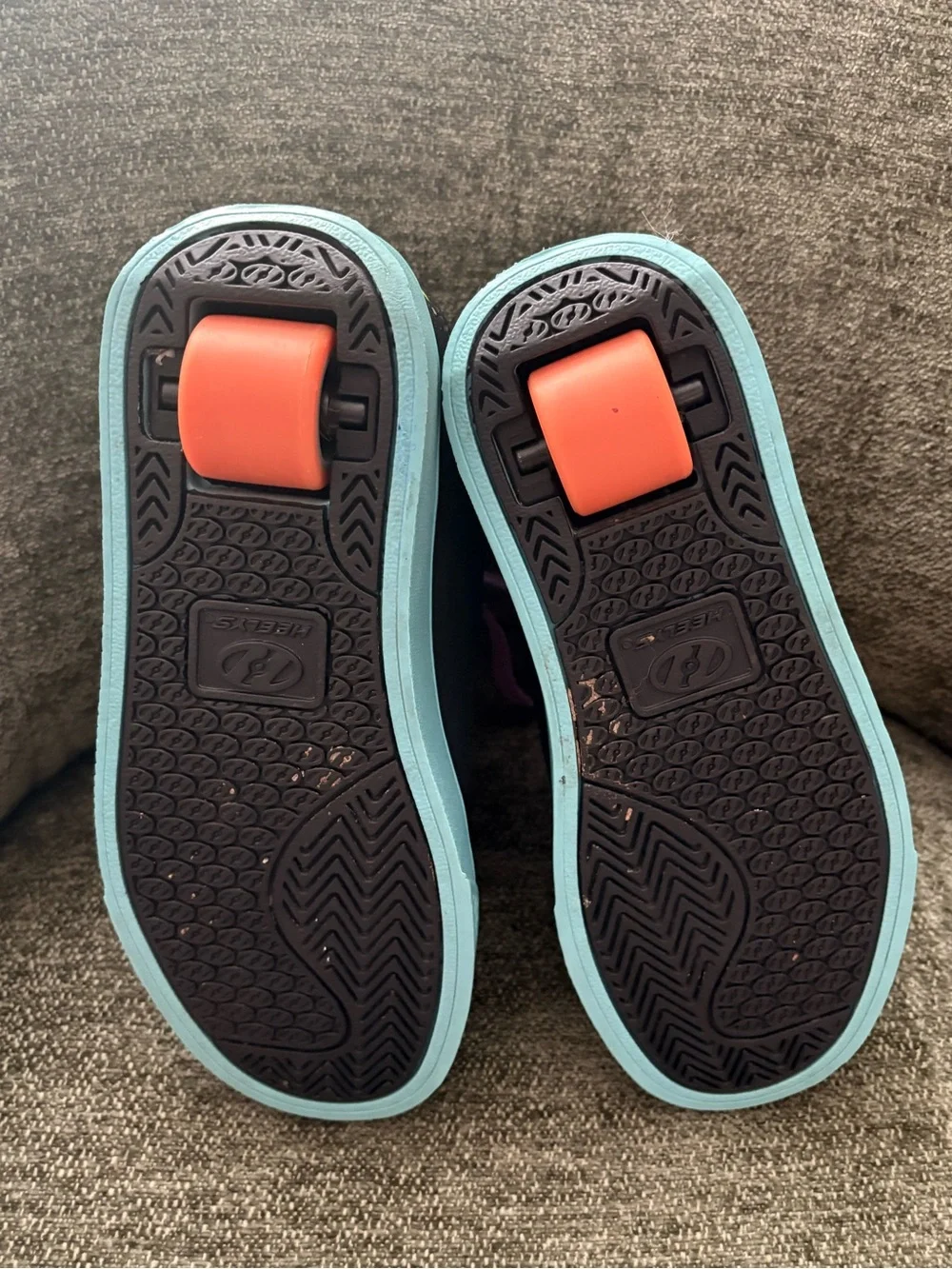 Heelys Black Sneakers with Purple Laces and Aqua Soles